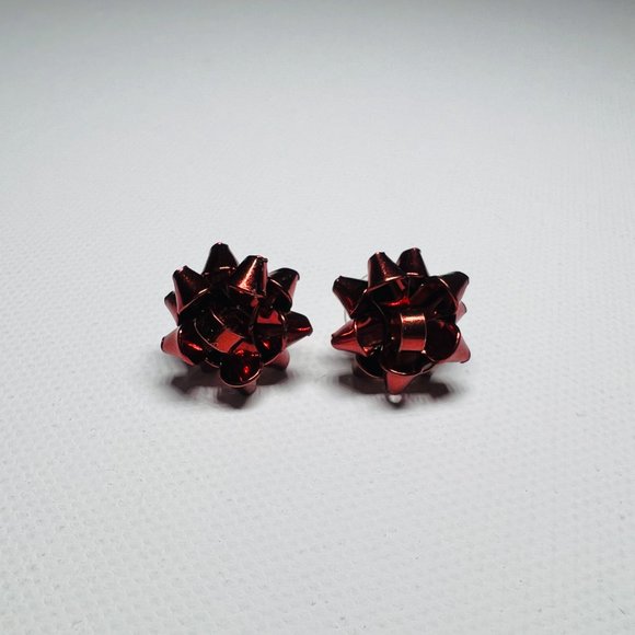 Red Bow Earrings - Picture 3 of 5